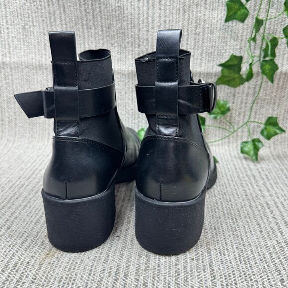 ZARA Women Size 39/8.5 Ankle Boots Black Heel Pointed Toe Buckle - Picture 4 of 9